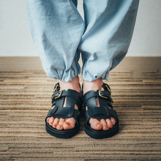C-2350 OPEN VAMP FLAT SHOES BL