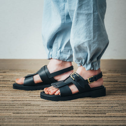 C-2350 OPEN VAMP FLAT SHOES BL